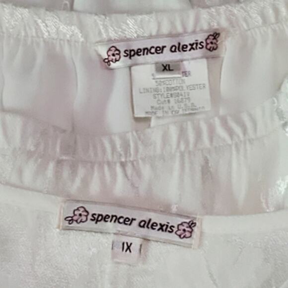 Spencer Alexis 2pc Skirt Set Womens 1X Ivory Floral Lace Sleeveless Maxi Wedding - Picture 11 of 16